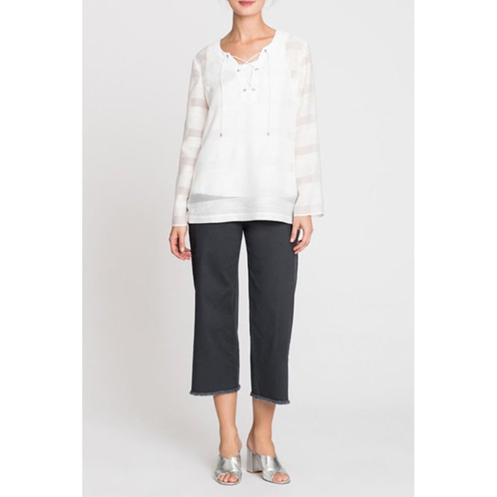Nic+Zoe Women Shadow Stripe Top Paper White L - Picture 3 of 6